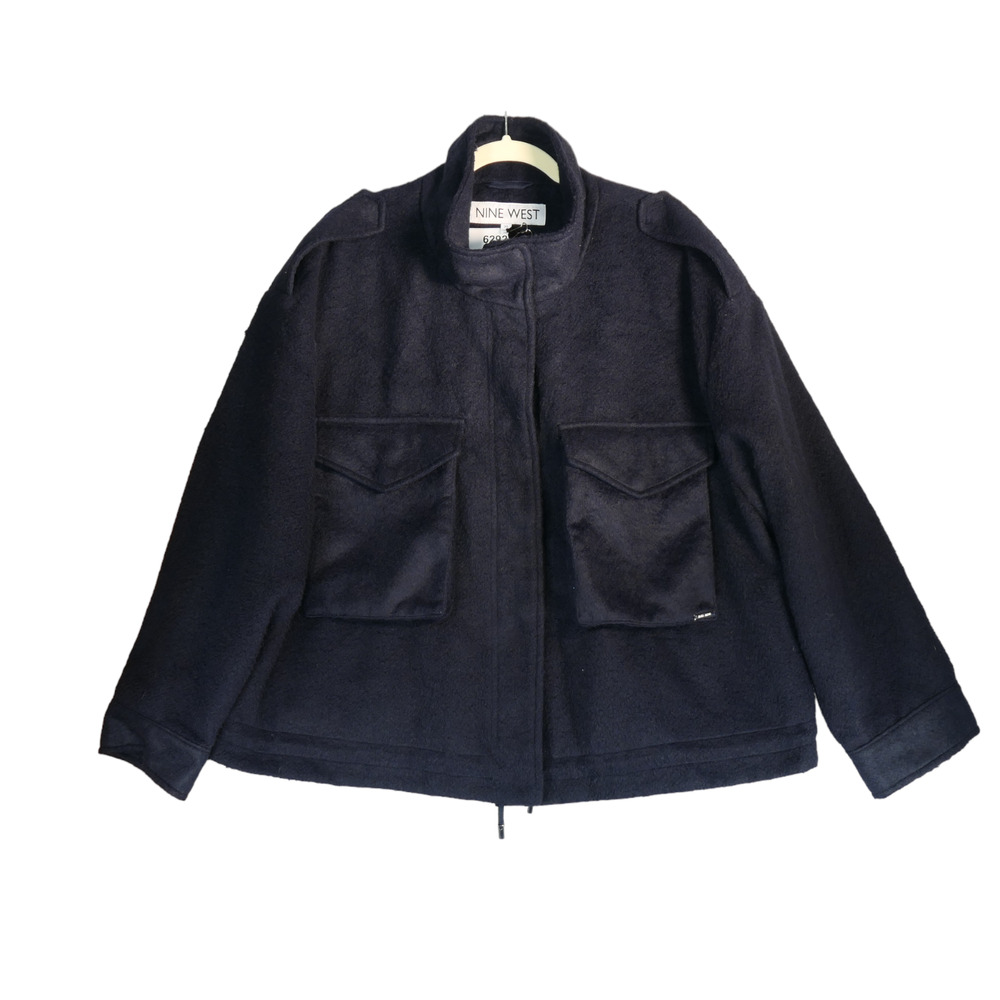Nine West Jacket Womens Size XL Dark Blue Fleece Normcore Minimalist Casual Chic - Picture 1 of 11